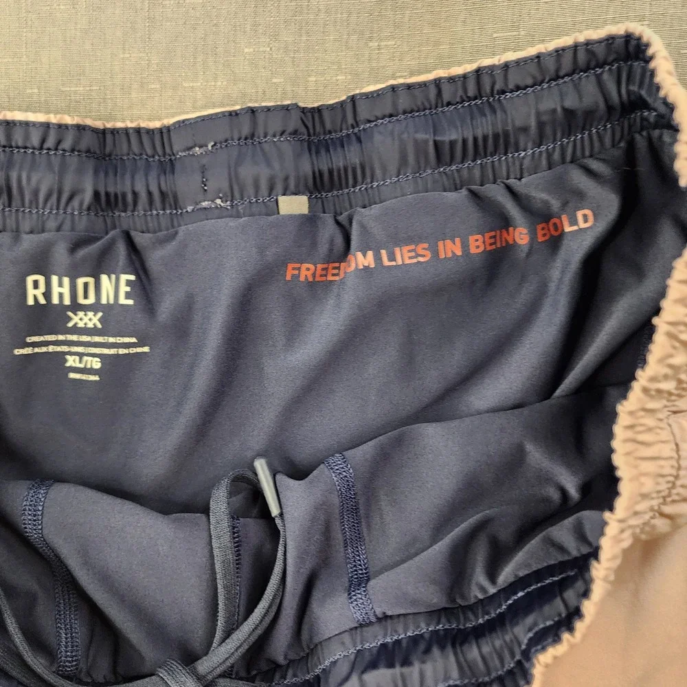 Rhone Mako Shorts Mens XL Pink Navy Blue Lined Athletic Gym Training 7